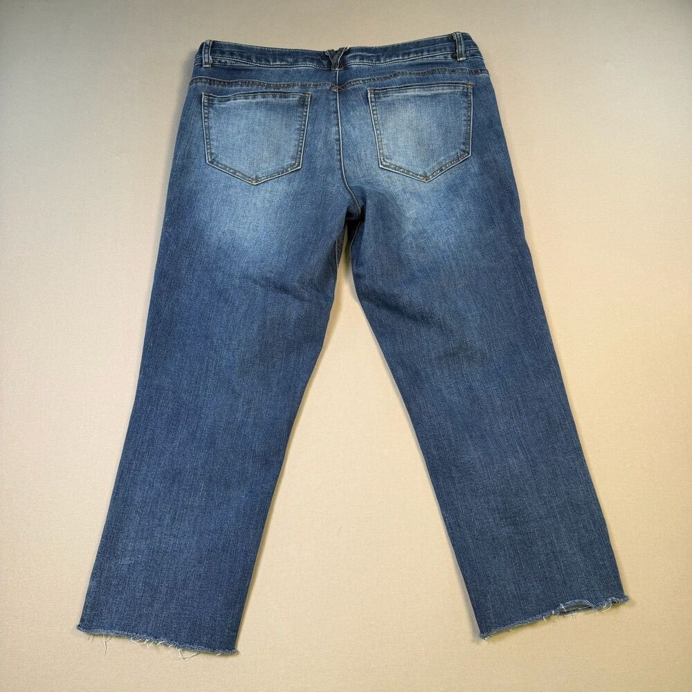 Democracy Flex-ellent Floral Embroidered Cropped Distressed Jeans Women's Sz 8